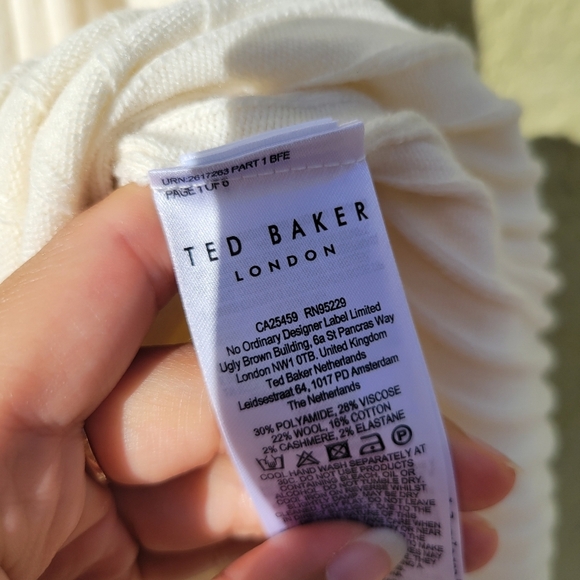 NWT Ted Baker Extreme Sleeve Ribbed Knit Wilowaa Dress in Natural - Picture 5 of 6